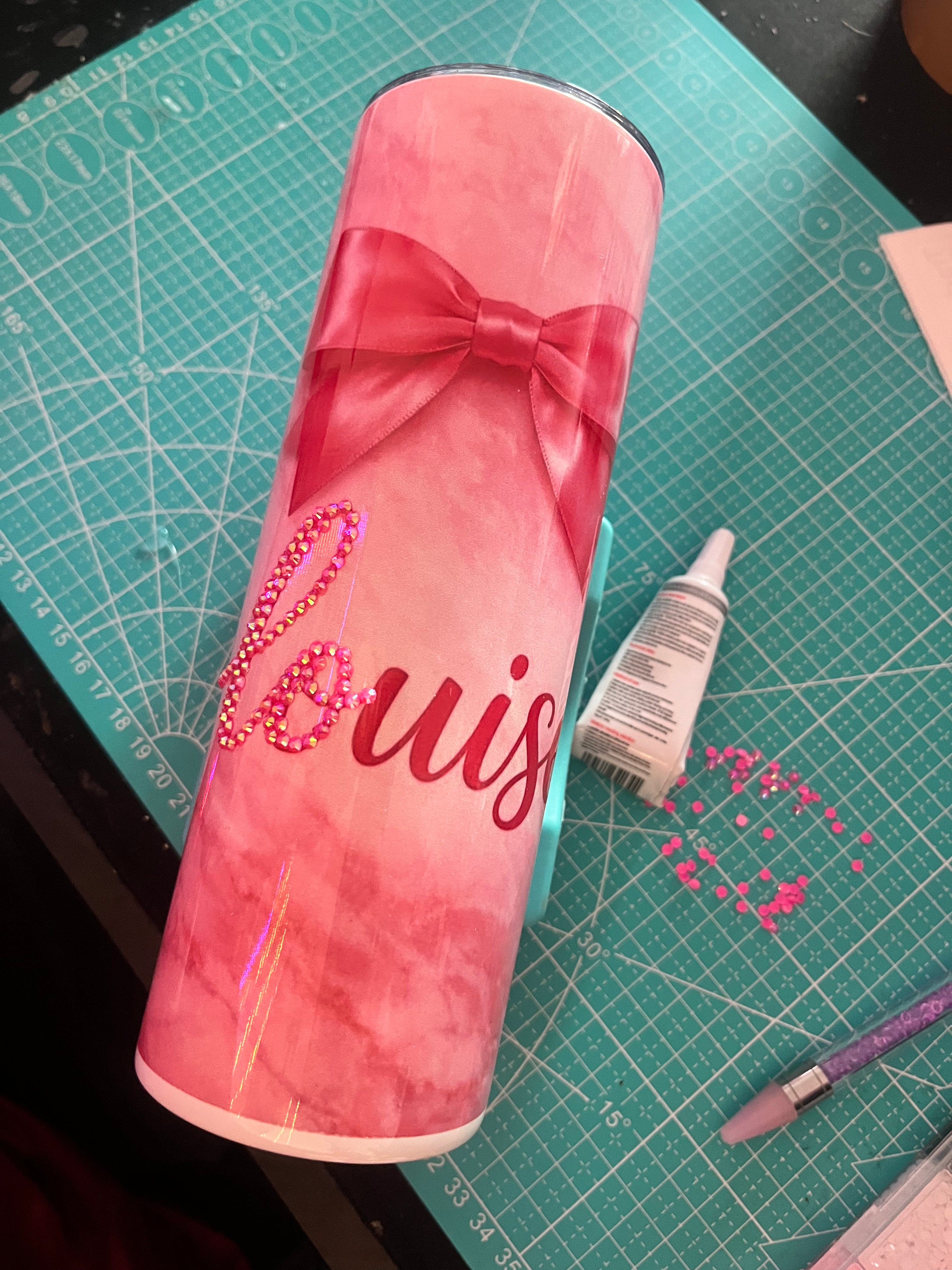 Name bling bow tumbler